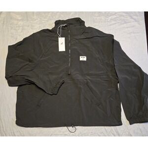 Mens Large Staple Pigeon Half Zip Wind Breaker Charcoal Black Adjustable Nylon‎